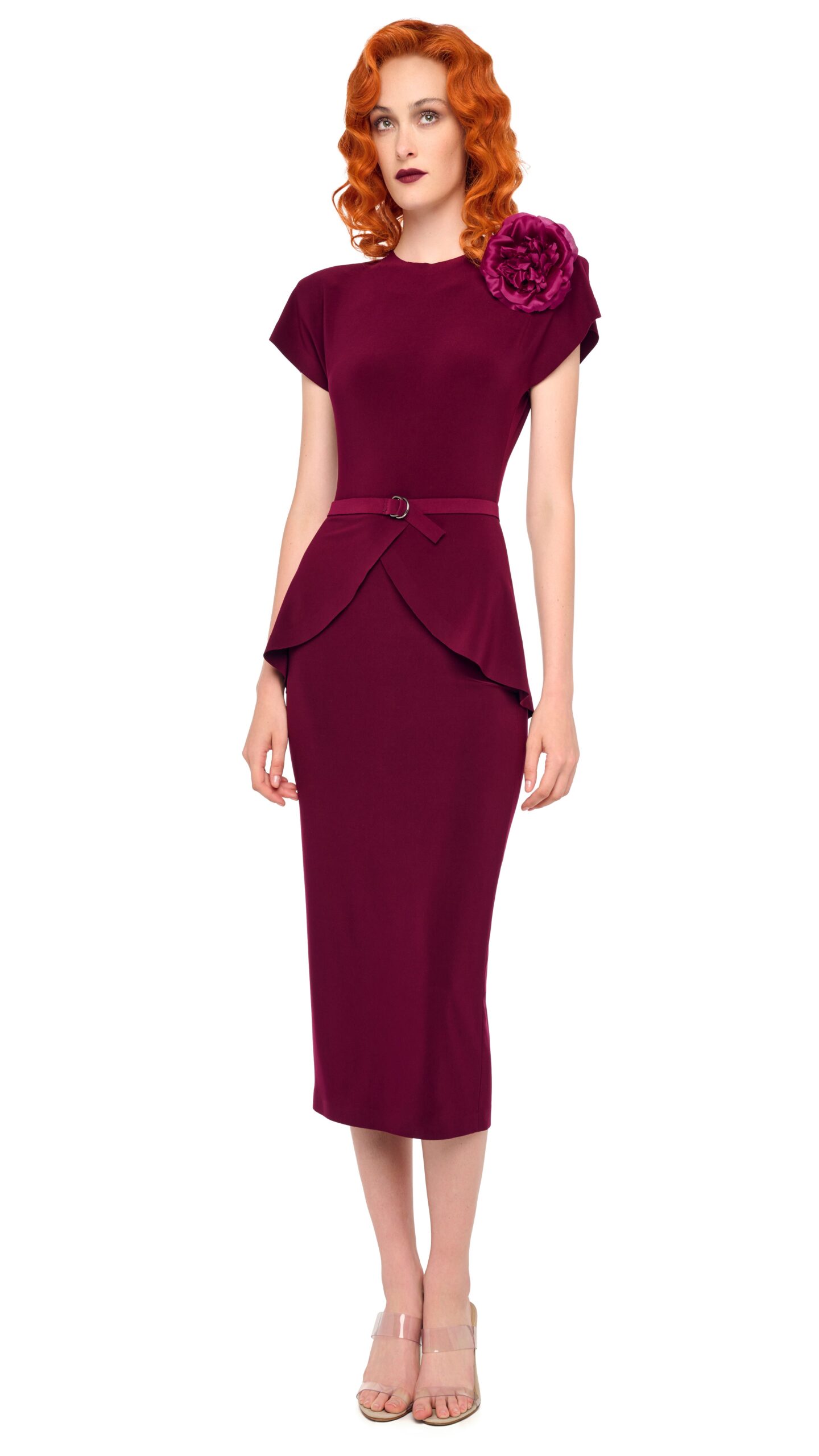 Norma Kamali Cap Sleeve Shoulder Pad Peplum Dress | Ready to Wear Collection Luxury Shoes Elevate your elegance in this Norma Kamali from the resort wear edit