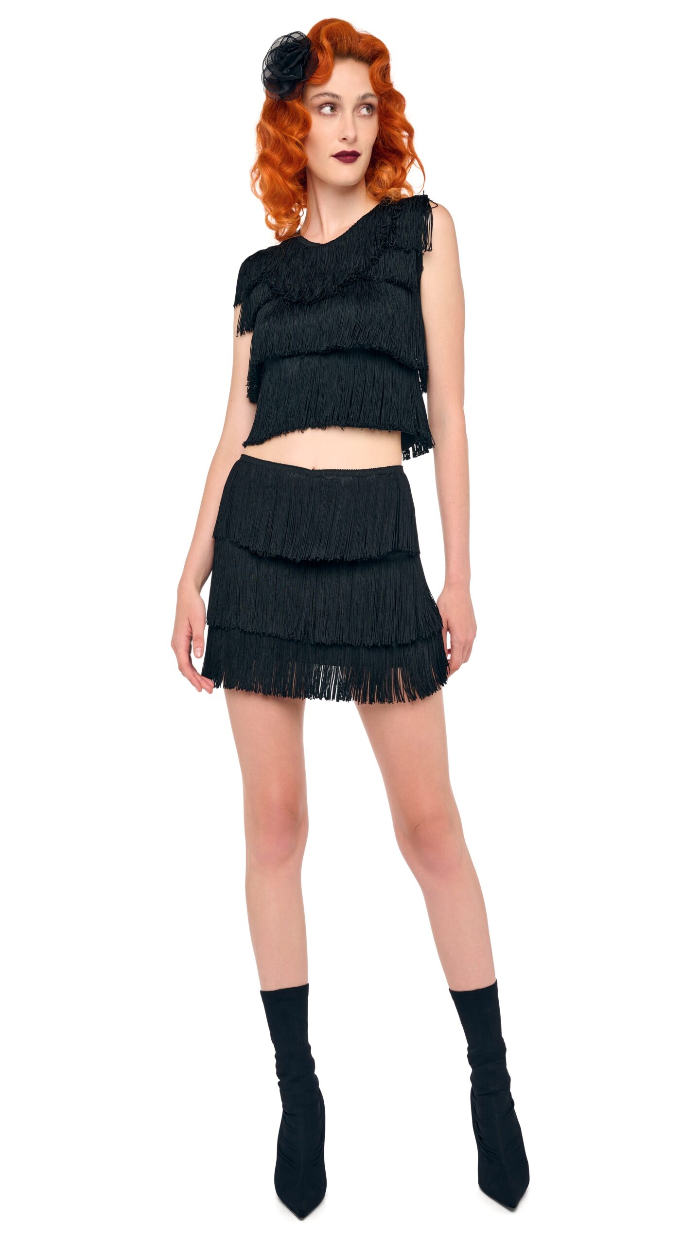 Norma Kamali Fringe Mini Skirt | Ready to Wear Collection Luxury Shoes Elevate your elegance in this Norma Kamali from the resort wear edit