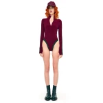 Norma Kamali Side Stripe Zip Front L/S Turtleneck Bodysuit | Ready to Wear Collection Luxury Shoes Elevate your elegance in this Norma Kamali from the resort wear edit