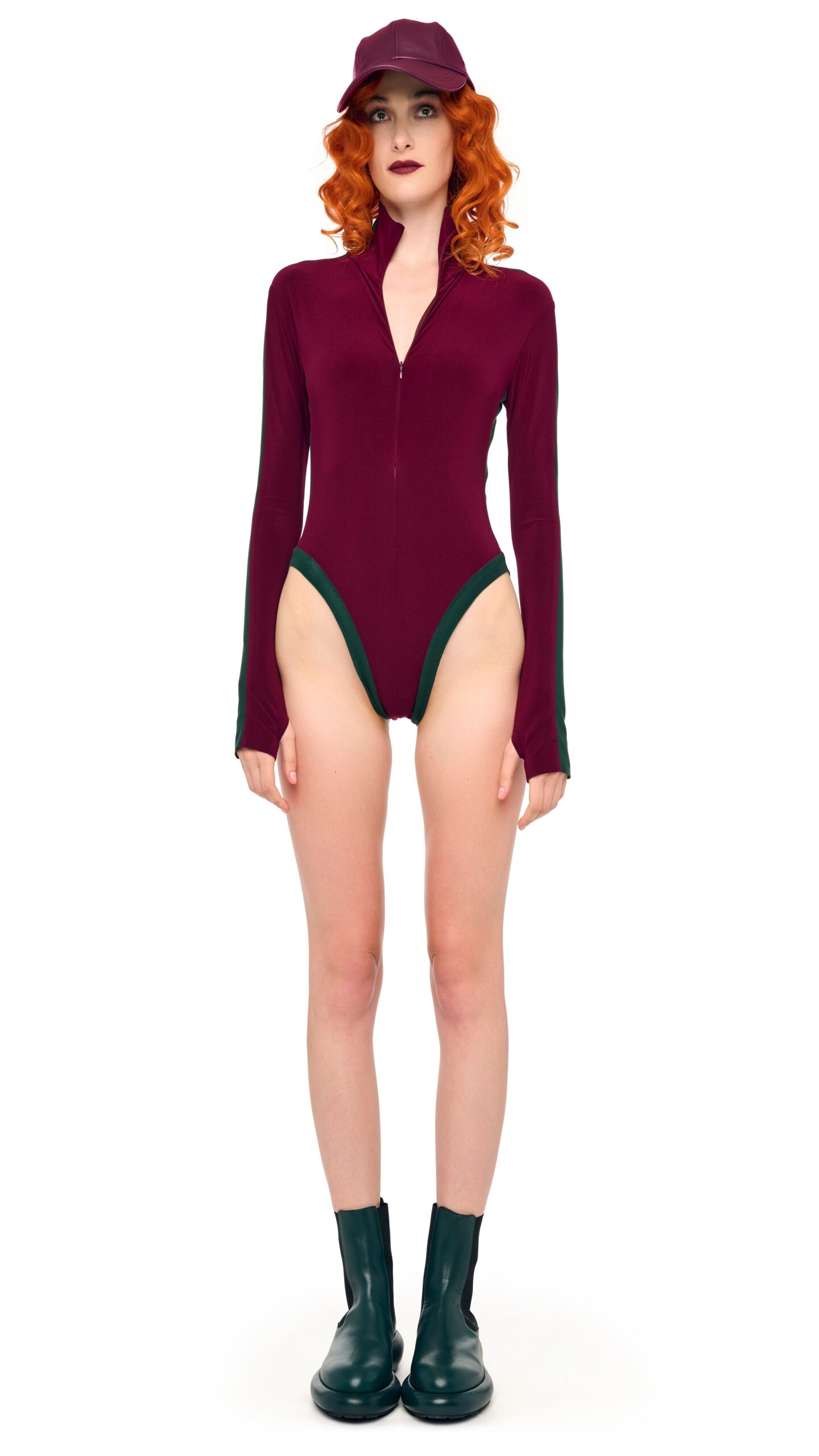 Norma Kamali Side Stripe Zip Front L/S Turtleneck Bodysuit | Ready to Wear Collection Luxury Shoes Elevate your elegance in this Norma Kamali from the resort wear edit