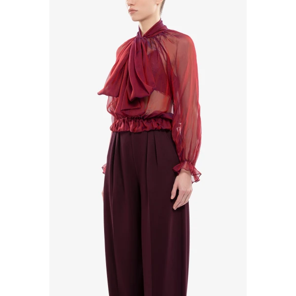 Saiid Kobeisy Chiffon bow chemise