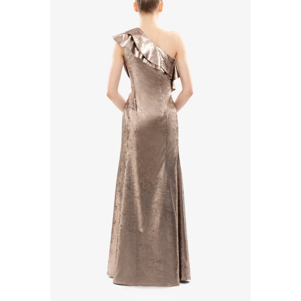 Saiid Kobeisy Embellished One-Shoulder Lamé Dress