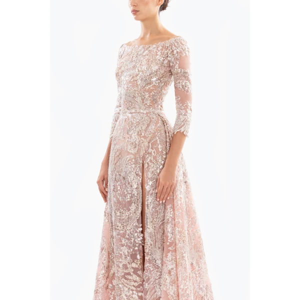 Saiid Kobeisy Embroidered long dress with overskirt
