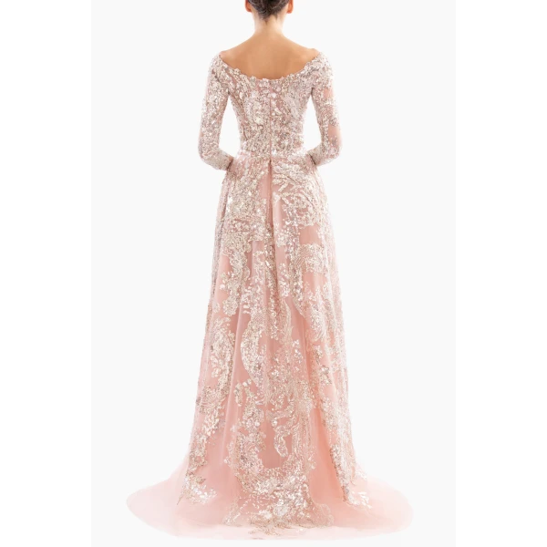 Saiid Kobeisy Embroidered long dress with overskirt
