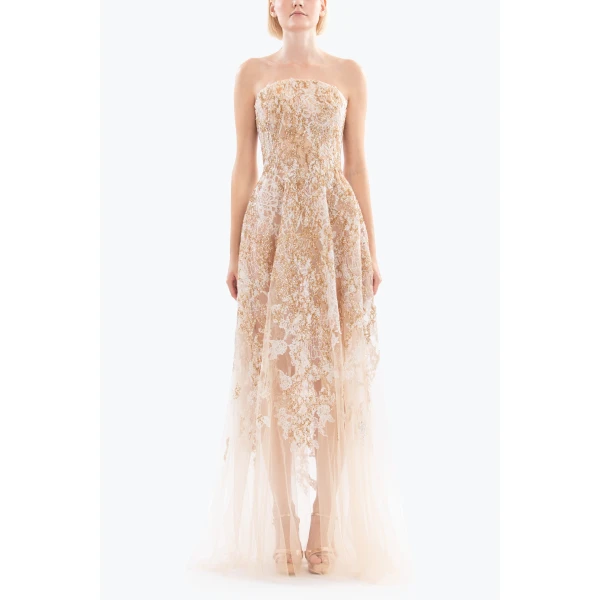 Saiid Kobeisy Embroidered strapless dress