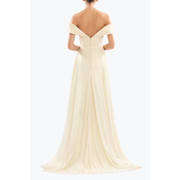 Saiid Kobeisy Gold lame off-shoulder dress