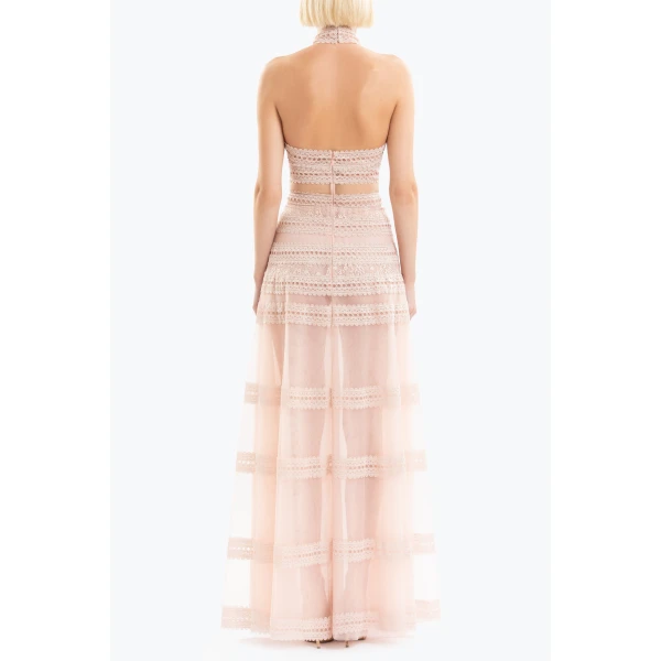 Saiid Kobeisy Lace striped long dress