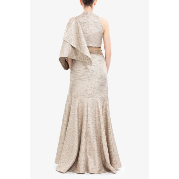 Saiid Kobeisy Light gold brocade dress
