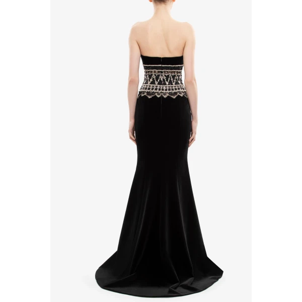 Saiid Kobeisy Strapless Dress with Embroidered Detailing