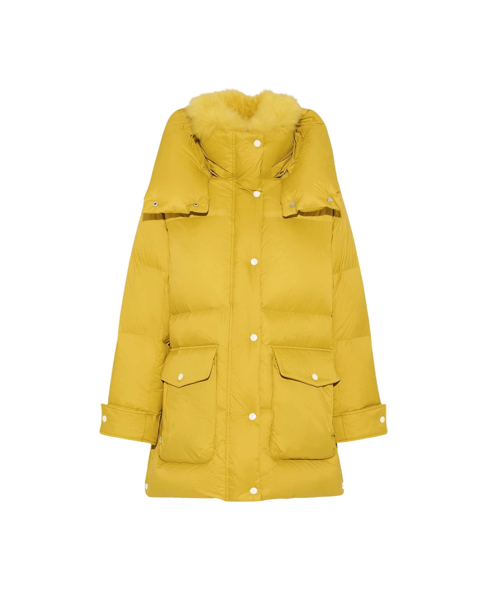 Yves-Salomon-34-hooded-down-jacket-in-Tibetan-lambswool62845_nobg Woman wearing Yves Salomon shearling fur coat – luxury outerwear at Luxury Shoes