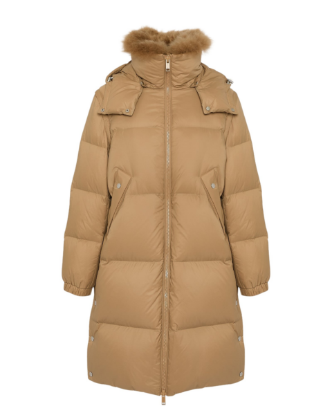 Woman wearing Yves Salomon shearling fur coat – luxury outerwear at Luxury Shoes 
