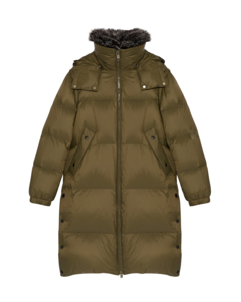 Woman wearing Yves Salomon shearling fur coat – luxury outerwear at Luxury Shoes 