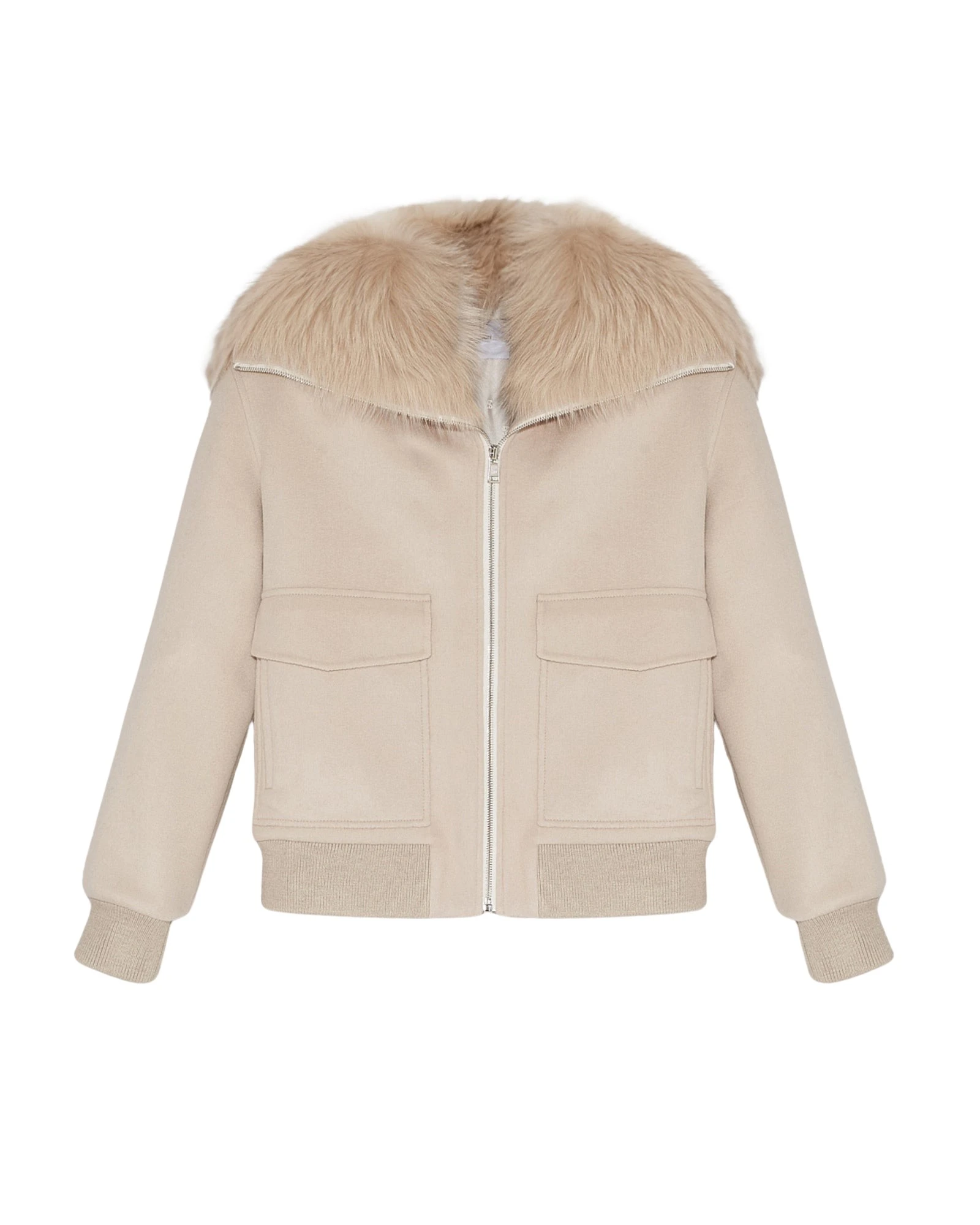 Yves-Salomon-Cashmere-woollen-fabric-jacket-with-fox-fur-collar59302_nobg Woman wearing Yves Salomon shearling fur coat – luxury outerwear at Luxury Shoes