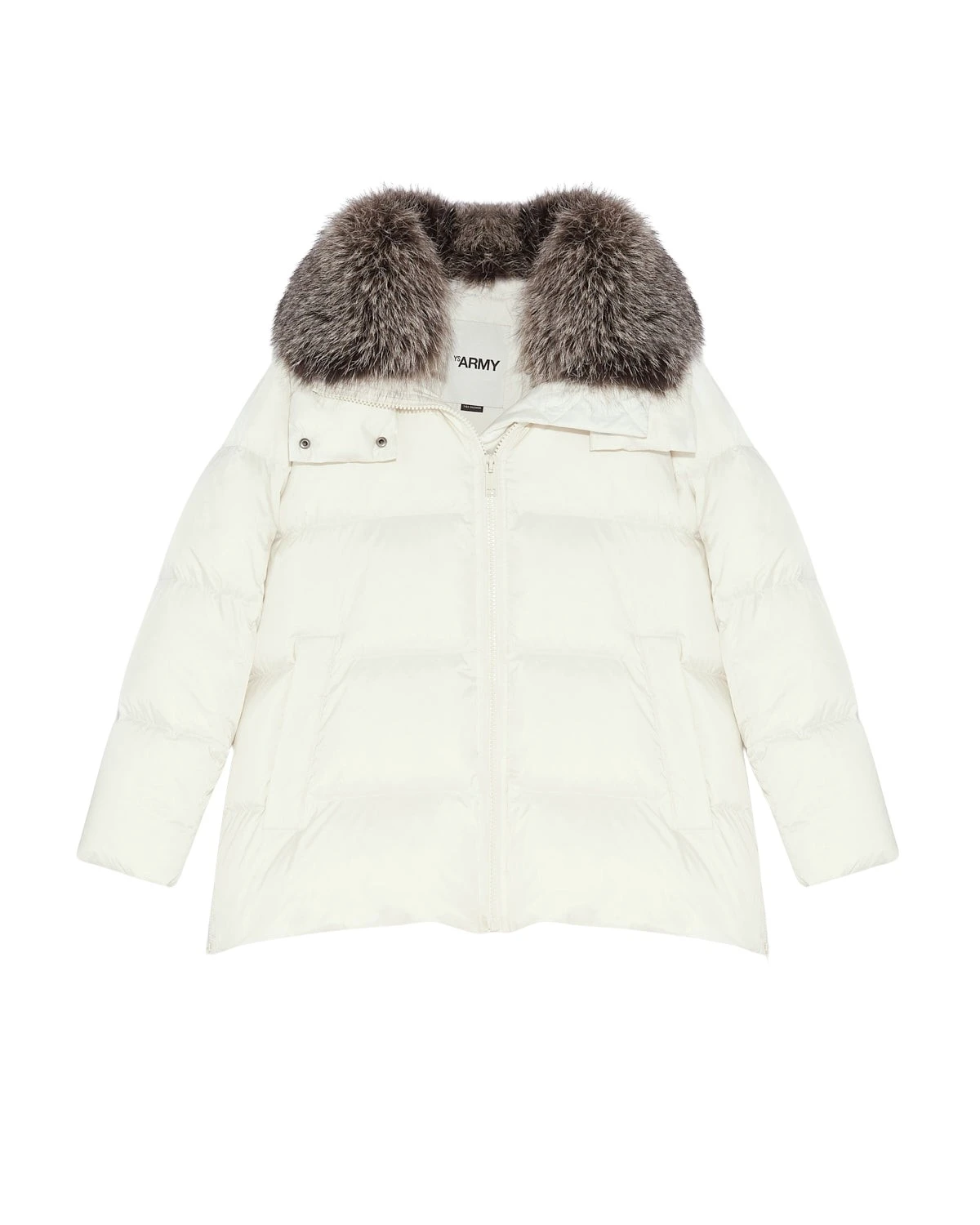 Yves-Salomon-Doudoune-A-line-iconique-avec-col-en-fourrure-de-renard36609_nobg Woman wearing Yves Salomon shearling fur coat – luxury outerwear at Luxury Shoes