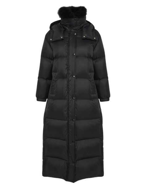 Woman wearing Yves Salomon shearling fur coat – luxury outerwear at Luxury Shoes 