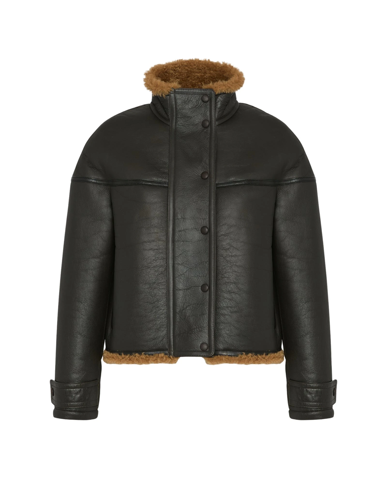 Yves-Salomon-Gonfio-merino-cropped-jacket33782_nobg Woman wearing Yves Salomon shearling fur coat – luxury outerwear at Luxury Shoes