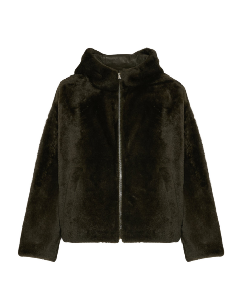 Woman wearing Yves Salomon shearling fur coat – luxury outerwear at Luxury Shoes 