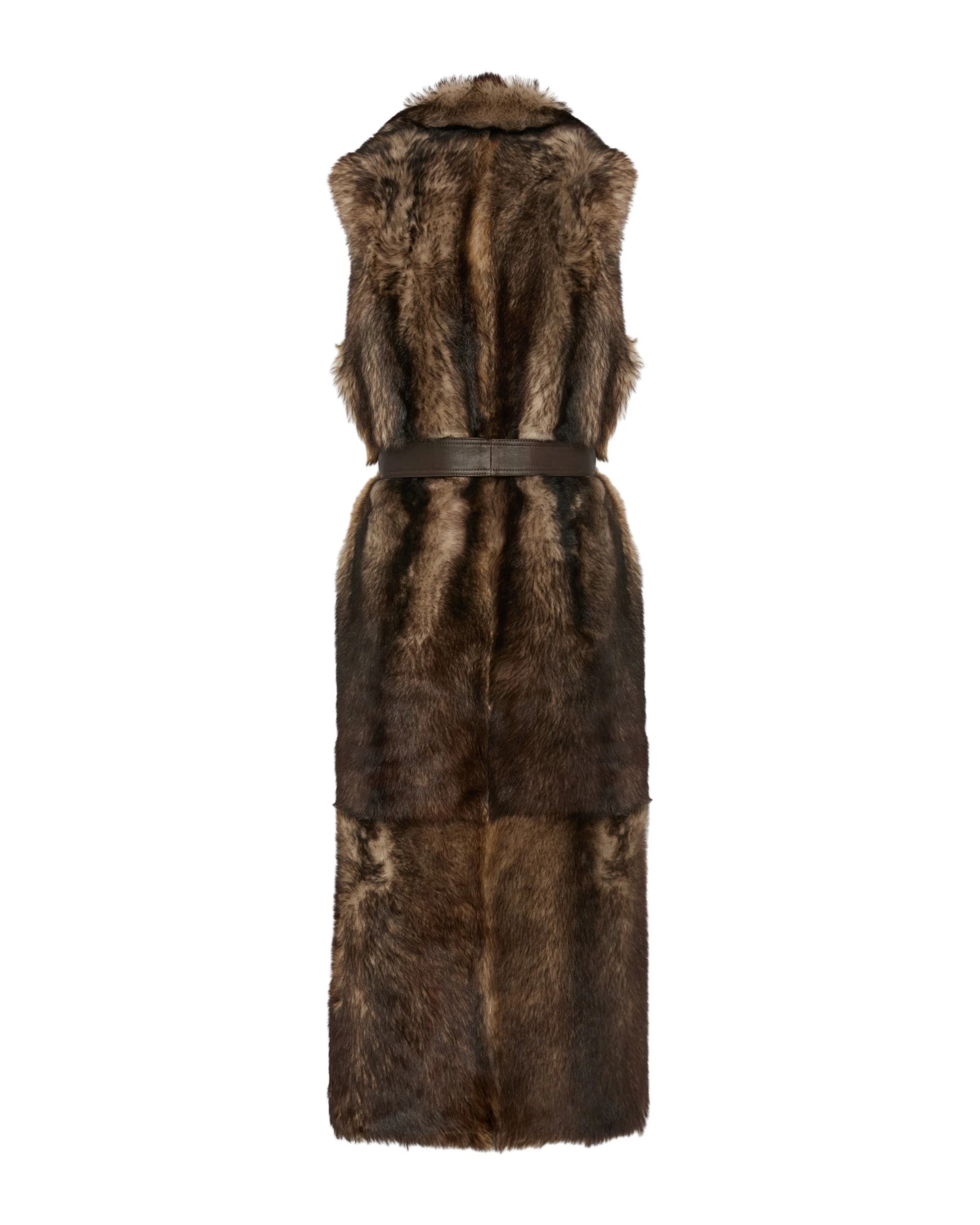 Yves-Salomon-Long-Toscana-lambskin-shearling-gilet86247_nobg Woman wearing Yves Salomon shearling fur coat – luxury outerwear at Luxury Shoes