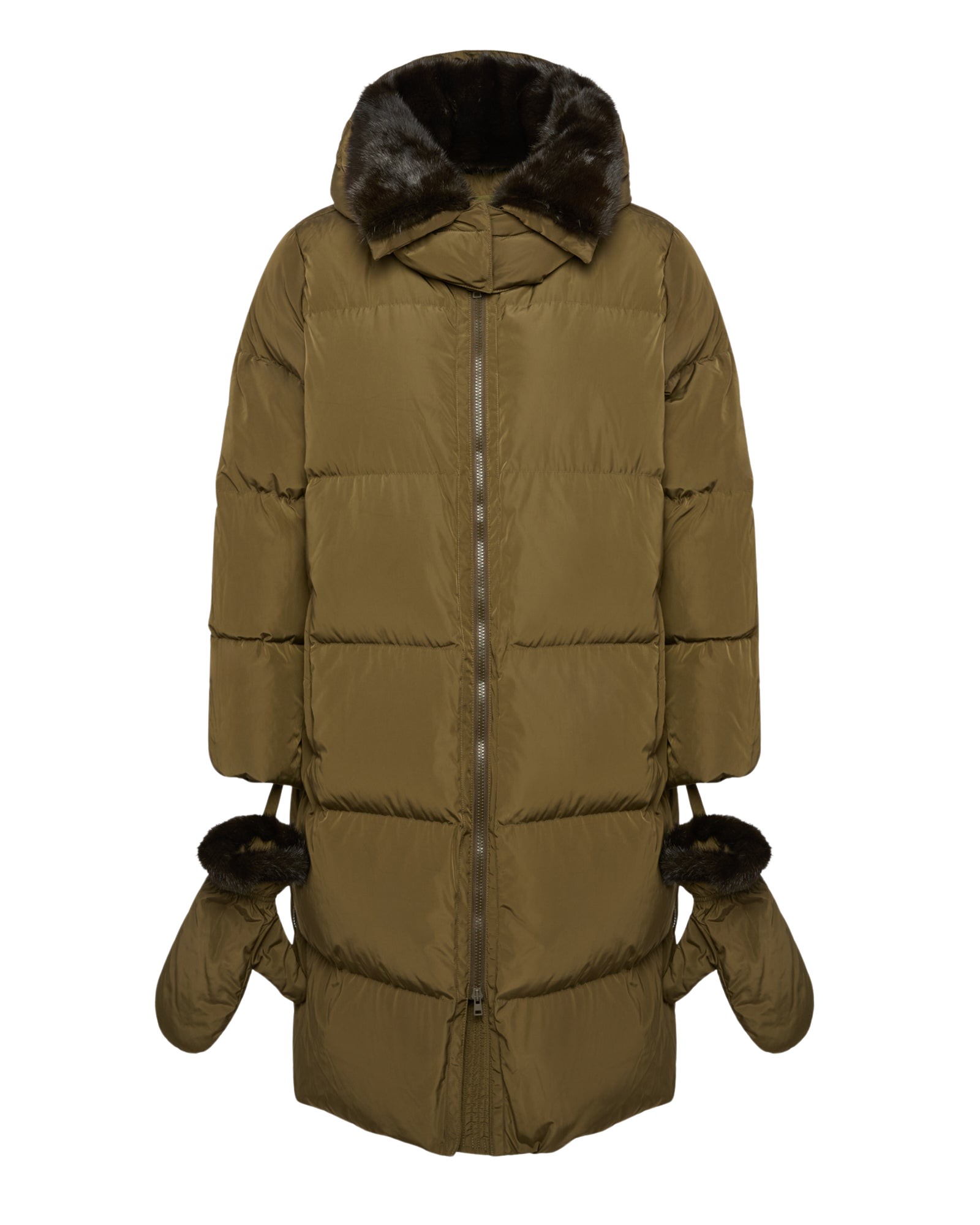 Yves-Salomon-Long-belted-down-jacket-in-technical-fabric-549952_nobg Woman wearing Yves Salomon shearling fur coat – luxury outerwear at Luxury Shoes