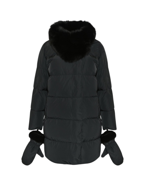 Woman wearing Yves Salomon shearling fur coat – luxury outerwear at Luxury Shoes 