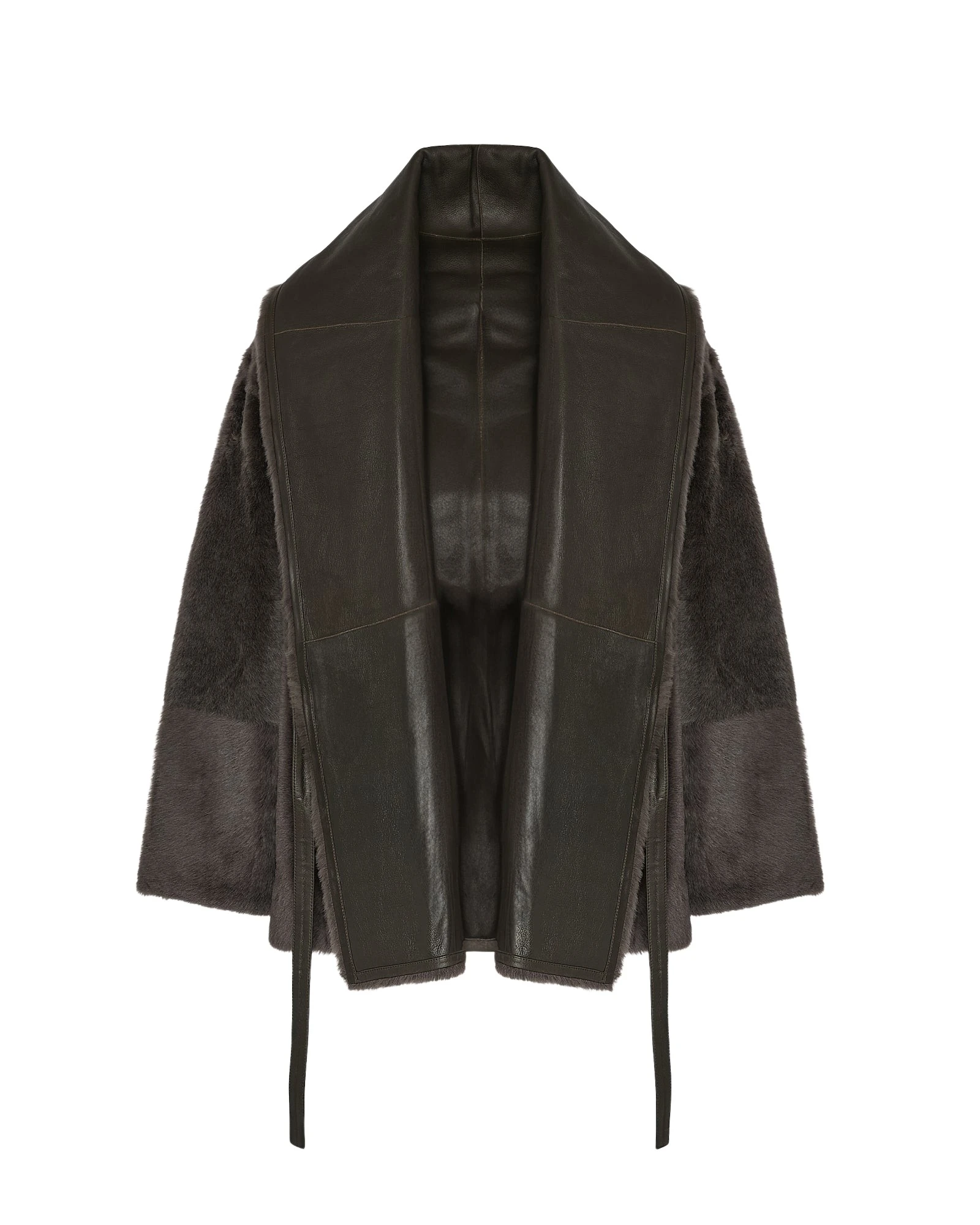 Yves-Salomon-Long-draped-lambskin-shearling-jacket42931_nobg Woman wearing Yves Salomon shearling fur coat – luxury outerwear at Luxury Shoes