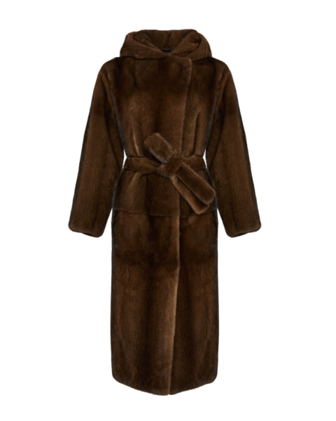 Woman wearing Yves Salomon shearling fur coat – luxury outerwear at Luxury Shoes 