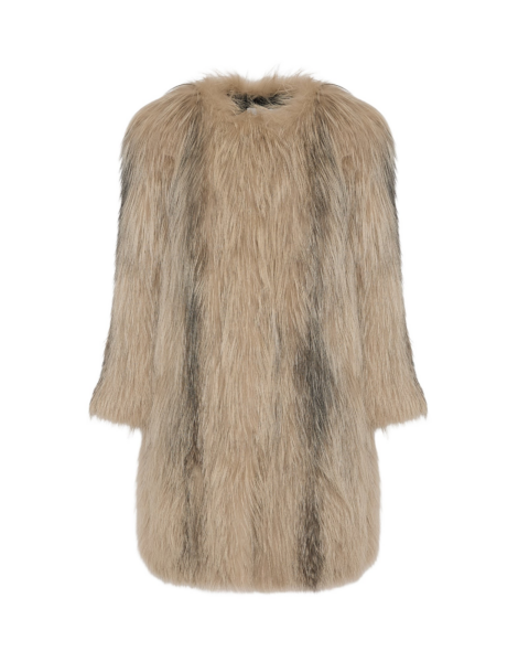Woman wearing Yves Salomon shearling fur coat – luxury outerwear at Luxury Shoes 