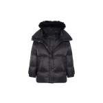 Woman wearing Yves Salomon shearling fur coat – luxury outerwear at Luxury Shoes 
