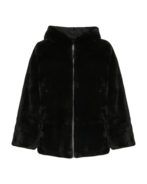 Woman wearing Yves Salomon shearling fur coat – luxury outerwear at Luxury Shoes 