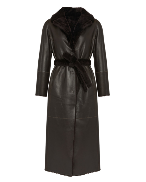 Woman wearing Yves Salomon shearling fur coat – luxury outerwear at Luxury Shoes 