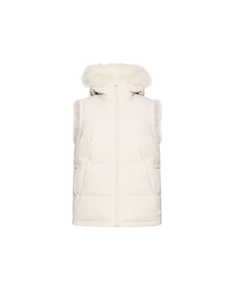 Woman wearing Yves Salomon shearling fur coat – luxury outerwear at Luxury Shoes 
