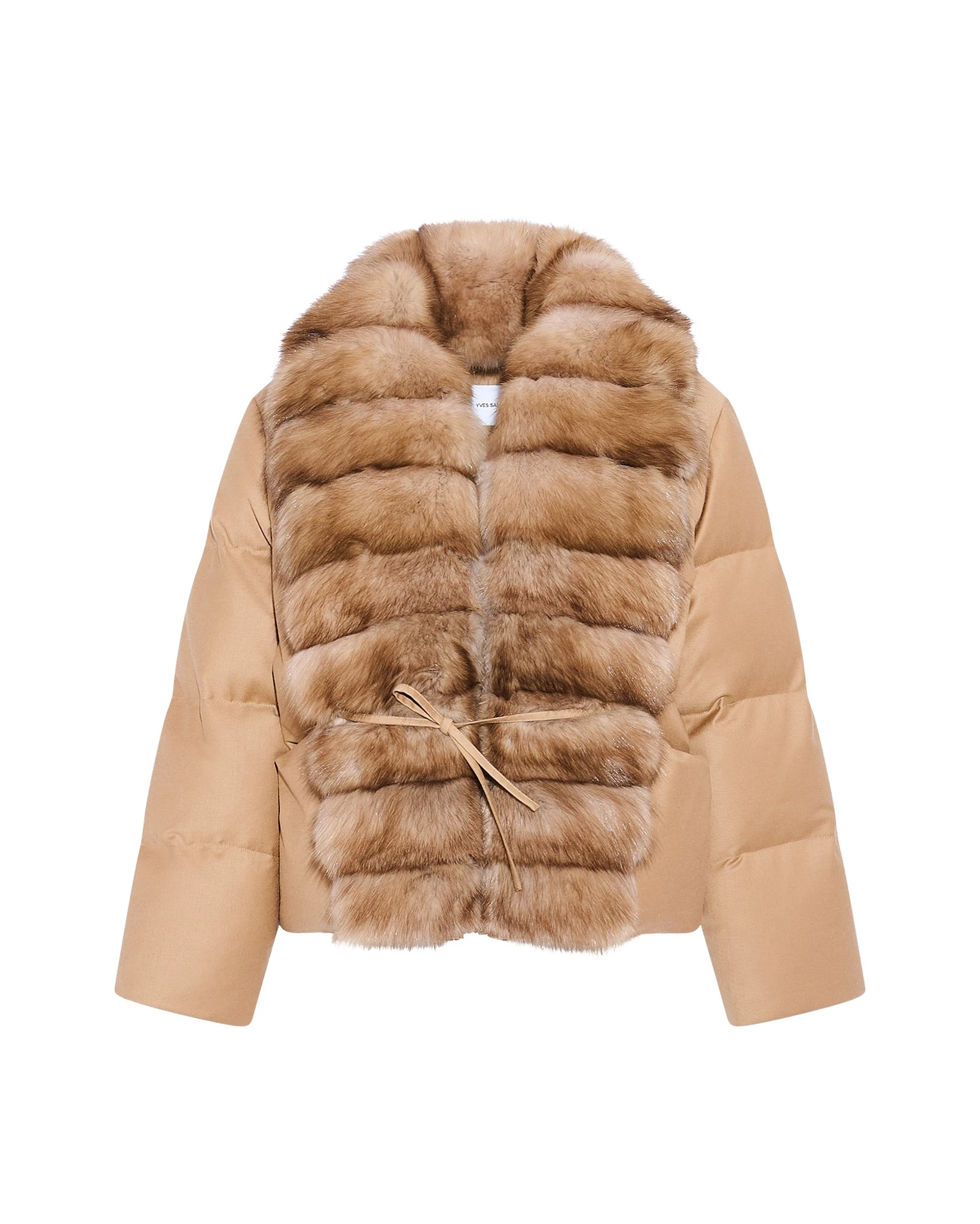 Yves-Salomon-Short-flannel-down-jacket-with-detachable-large-sable-fur-collar-659378_nobg Woman wearing Yves Salomon shearling fur coat – luxury outerwear at Luxury Shoes