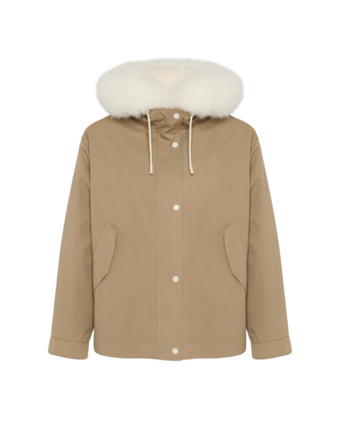 Woman wearing Yves Salomon shearling fur coat – luxury outerwear at Luxury Shoes 