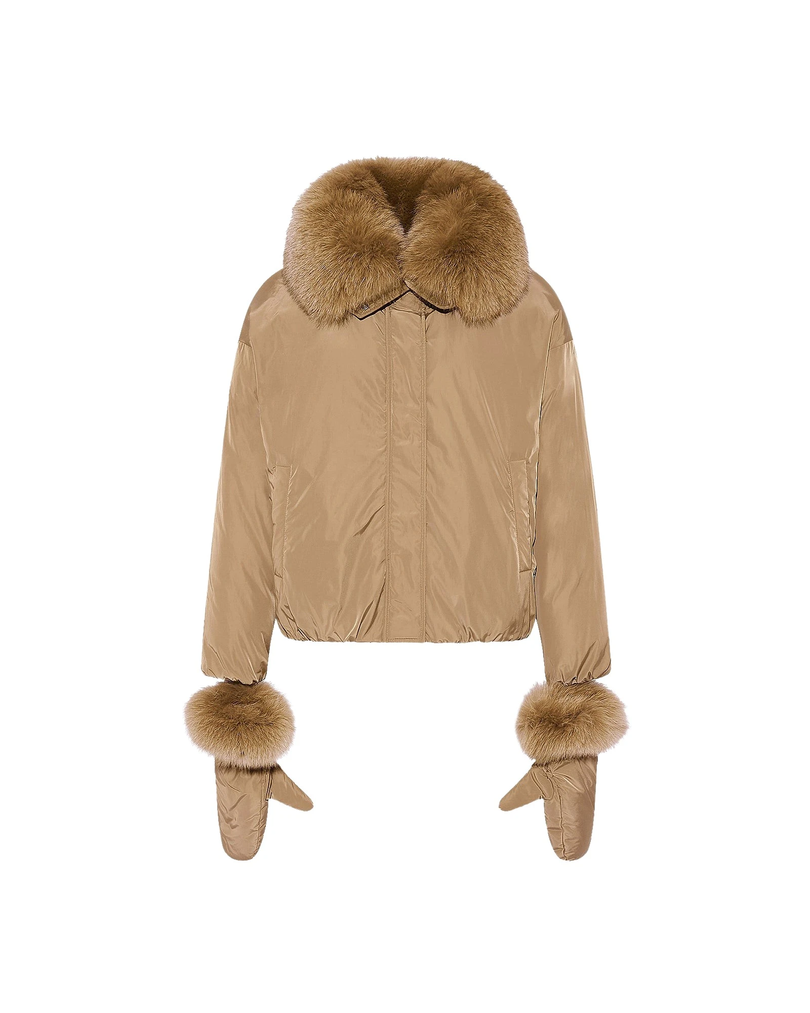Yves-Salomon-Short-technical-fabric-down-jacket-with-detachable-fox-fur-collar66768_nobg Woman wearing Yves Salomon shearling fur coat – luxury outerwear at Luxury Shoes