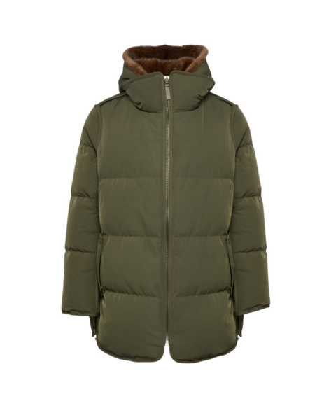 Woman wearing Yves Salomon shearling fur coat – luxury outerwear at Luxury Shoes 