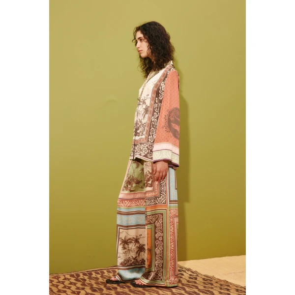 Alemais Alberta Silk Pant  Sustainable Pants with Alemais print -  Luxury Handbags Australian Designer