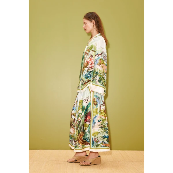 Alemais Jungle Boogie Silk Culotte  Sustainable Pants with Alemais print -  Luxury Handbags Australian Designer