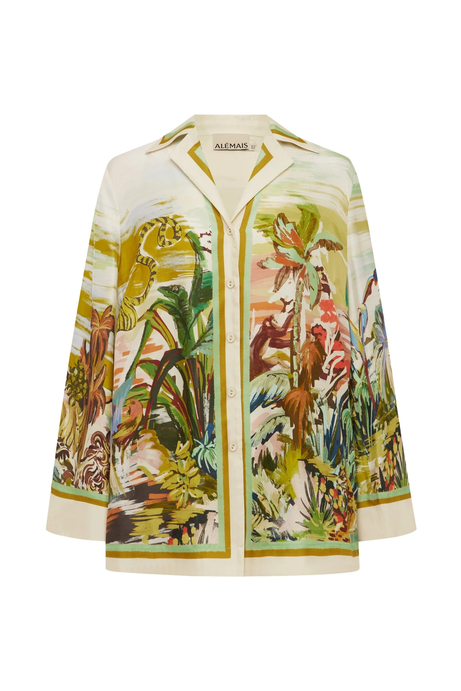 Jungle Boogie Silk Shirt by Alemais - Tops Alemais Jungle Boogie Silk Shirt Sustainable Tops with Alemais print - Luxury Handbags Australian Designer
