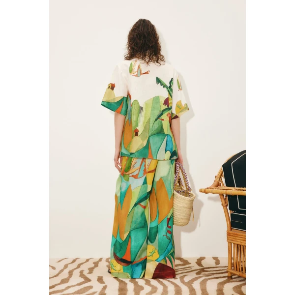 Alemais Mokshini Pant  Sustainable Pants with Alemais print -  Luxury Handbags Australian Designer