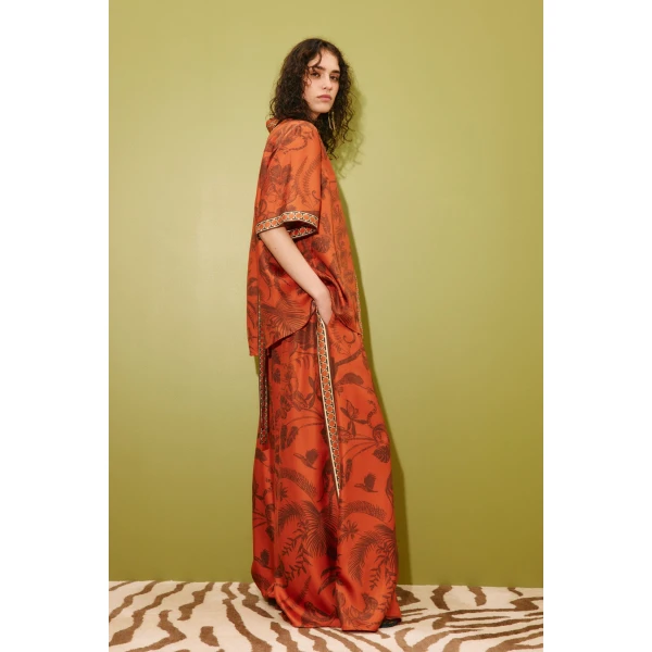 Alemais Monkey Dance Silk Palazzo Pant  Sustainable Pants with Alemais print -  Luxury Handbags Australian Designer