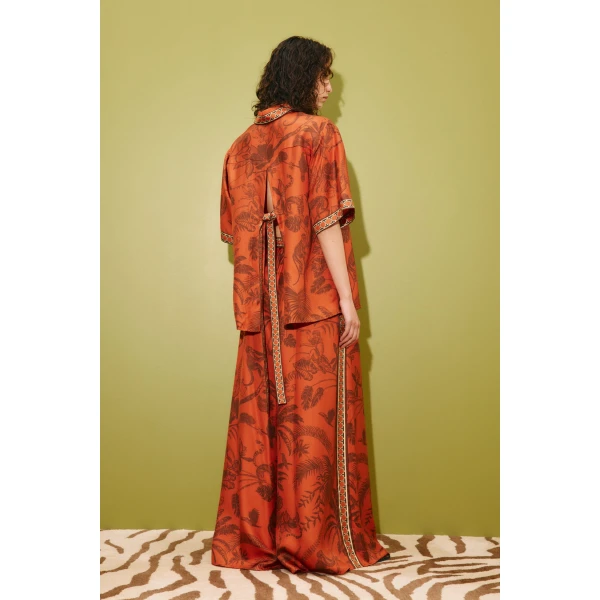 Alemais Monkey Dance Silk Palazzo Pant  Sustainable Pants with Alemais print -  Luxury Handbags Australian Designer