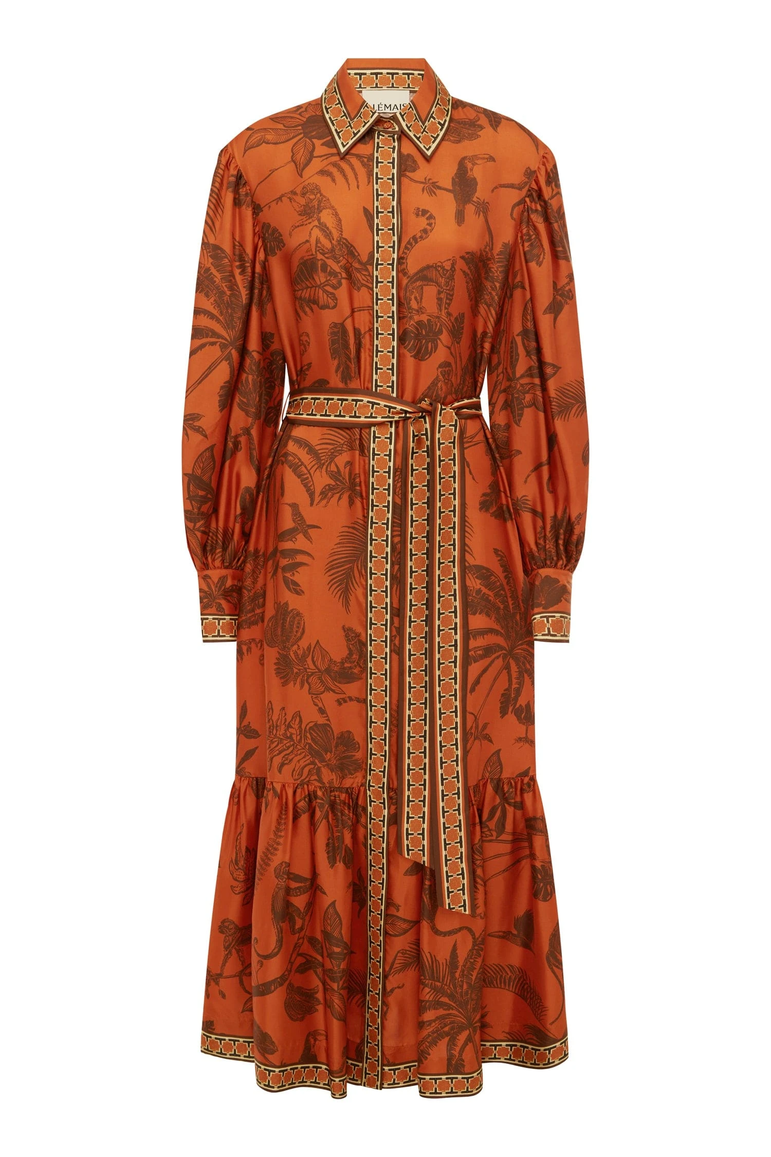 Monkey Dance Silk Shirtdress by Alemais - Dresses Alemais Monkey Dance Silk Shirtdress Sustainable Dresses with Alemais print - Luxury Handbags Australian Designer