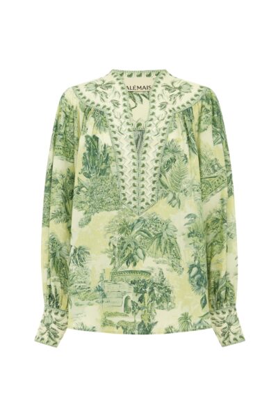 Alemais Sara Blouse  Sustainable Tops with Alemais print -  Luxury Handbags Australian Designer