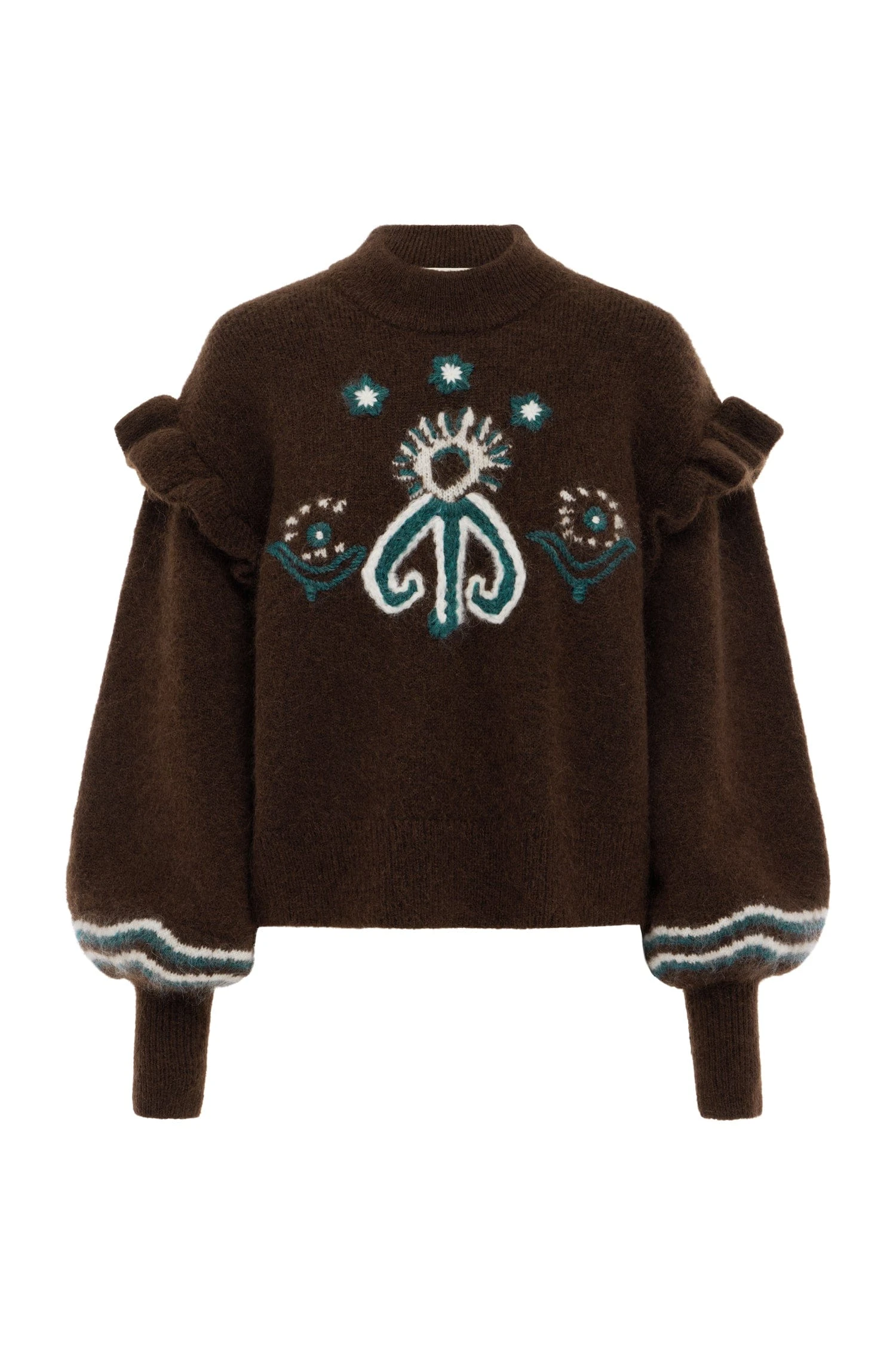 Sun Dancer Sweater by Alemais - Knitwear Alemais Sun Dancer Sweater Sustainable Knitwear with Alemais print - Luxury Handbags Australian Designer