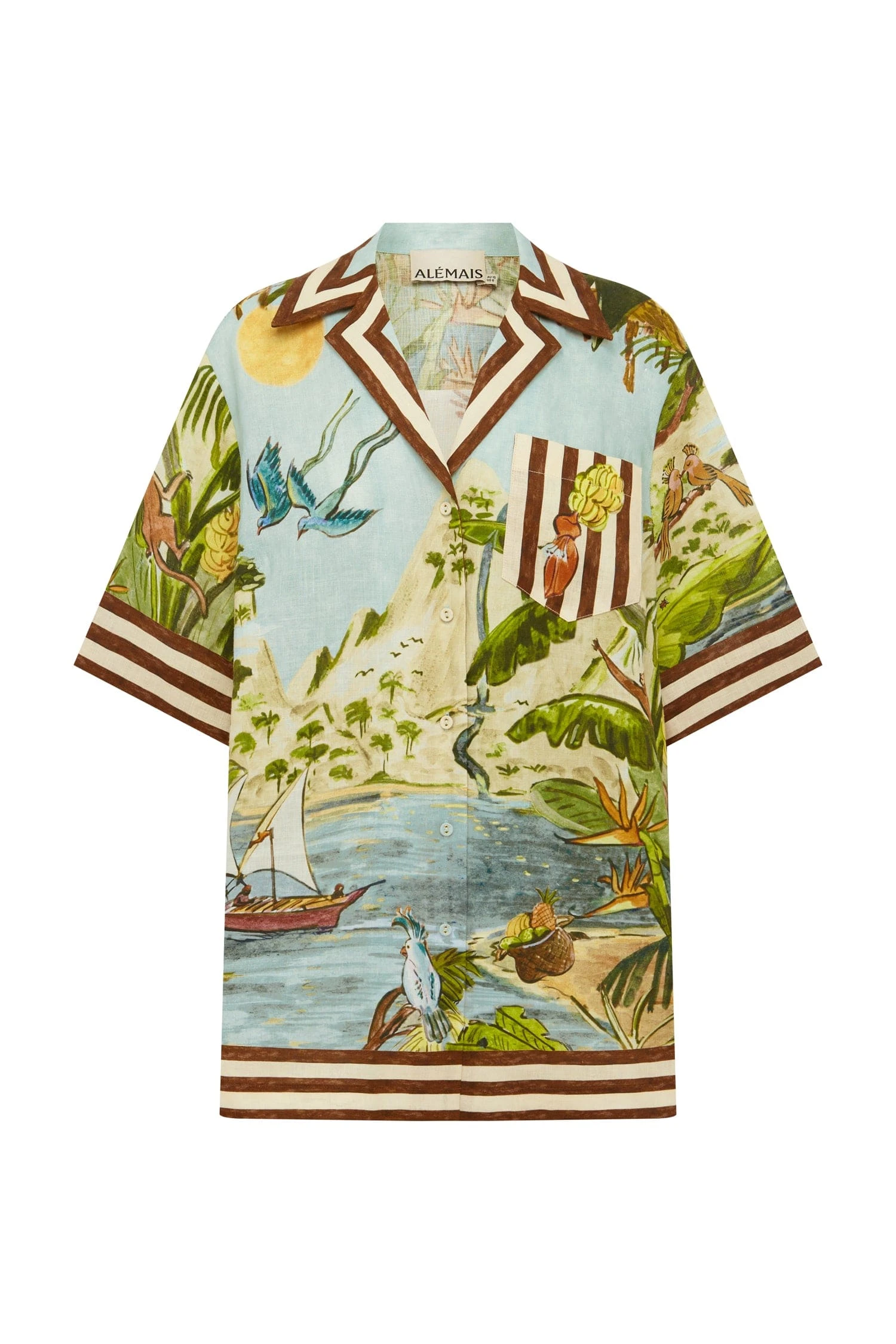 Toucan Tango Shirt by Alemais - Tops Alemais Toucan Tango Shirt Sustainable Tops with Alemais print - Luxury Handbags Australian Designer