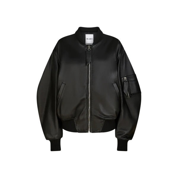 The Attico 'Anja'' Black Bomber - The Attico Jackets - Designed by Gilda Ambrosio & Giorgia Tordini - Shop at Luxury Shoes 