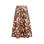 Essentiel Antwerp Beige and brown a-line floral skirt - Essentiel Antwerp Skirts - Colorful Belgian Design - Shop at Luxury Shoes 
