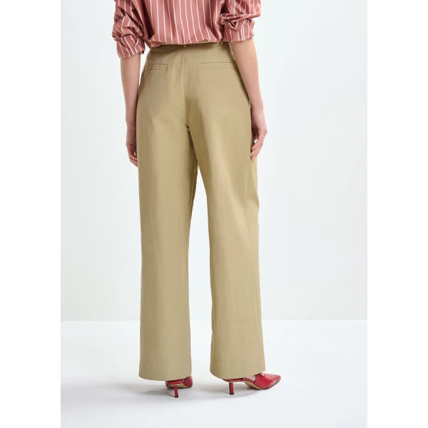 Essentiel Antwerp Beige pleated wide-leg pants - Essentiel Antwerp Pants - Colorful Belgian Design - Shop at Luxury Shoes 