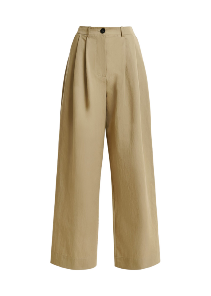 Essentiel Antwerp Beige pleated wide-leg pants - Essentiel Antwerp Pants - Colorful Belgian Design - Shop at Luxury Shoes 