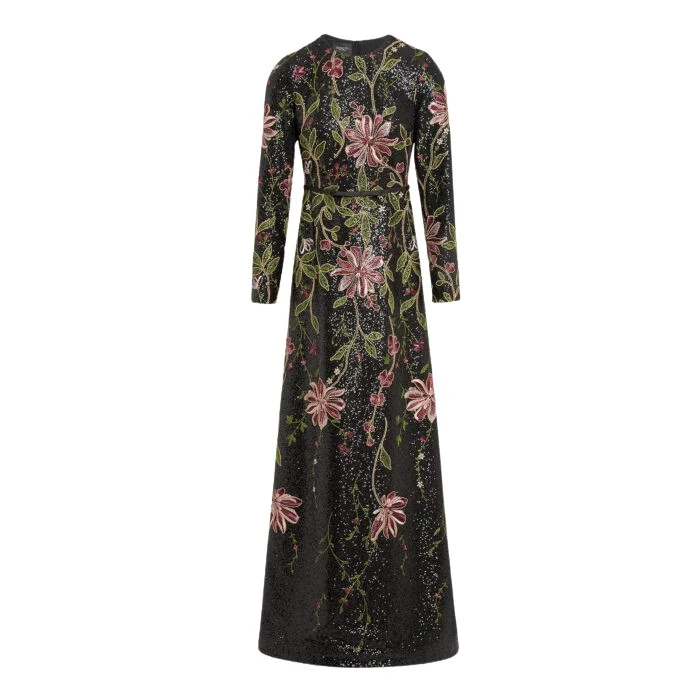 Black-Flower-Screen-Long-Dress-Giambattista-Valli-Dresses-784254_nobg Giambattista Valli Black Flower Screen Long Dress - Giambattista Valli Dresses - Romantic Couture - Shop at Luxury Shoes